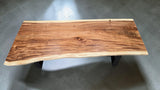 Top view showcasing natural live edge and premium Suar wood grain.