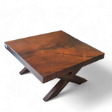 Contemporary X-Style Solid Wood Square Coffee Table.