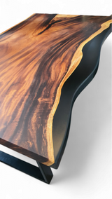 Black Resin Acacia Timber Dining Table.