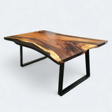 Black Resin Acacia Timber Dining Table.