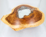 RTG001- Round Live Edge Glass Fitted Dining Table.