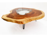 RTG001- Round Live Edge Glass Fitted Dining Table.