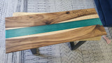 Personalised Live Edge Blue Resin River Serving Board.