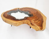 RTG004- Live Edge Glass Inlay Dining Table.