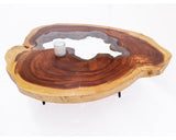 RTG006- Insert Glass Panel Round Edge Coffee Table.