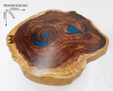 COF032- Large Live Edge Vivid Blue Epoxy Coffee Table.
