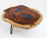 COF032- Large Live Edge Vivid Blue Epoxy Coffee Table.