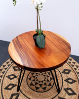 COF017- Small Light Brown Natural Acacia Round Edge Coffee/ Bar Table.