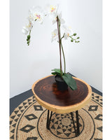 COF018- Dark Suar Wood Live Edge Round Coffee Table.