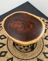 COF018- Dark Suar Wood Live Edge Round Coffee Table.