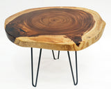 COF089 - Natural Monkeypod Wood Coffee Table with Dark Features.