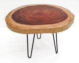 COF108 - Medium Dark Brown Monkeypod Wood Side Table.