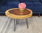 COF062 - Monkeypod Wood Live Edge Round Coffee Table.