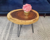 COF062 - Monkeypod Wood Live Edge Round Coffee Table.