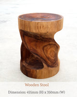 Round Wooden Live Edge Stool.