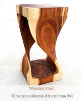 Square Wooden Live Edge Stool.