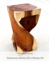Square Wooden Live Edge Stool.