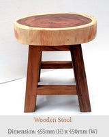 Square Wooden Live Edge Stool.