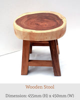 Live Edge Acacia Four Leg Wooden Stool.