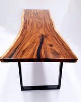 LAD035- Dark Brown Epoxy River Live Edge Dining Table.