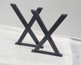 X-Shaped Stainless Steel Black Desk or Dining Table Legs 710mm Height, Set of 2 (Two).