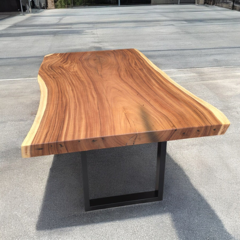 Handcrafted Live Edge Acacia Dining Table - Unique Living Room Centerpiece - Solid Wood Accent Table