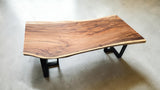 Australian handcrafted live edge Monkey Pod dining table with optional steel or timber base