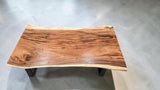 Contemporary live edge dining table for six people.