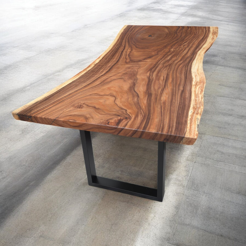 Live-Edge Acacia Wood Dining Table with Metal Legs – Rustic Modern Design, Unique Grain Patterns