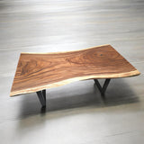 Live-Edge Acacia Wood Dining Table with Metal Legs – Rustic Modern Design, Unique Grain Patterns