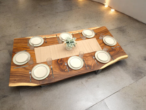 Live Edge Dining Table with Distinct Wood Knots