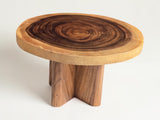 Round Monkeypod Coffee Table – Solid Timber Pedestal Base