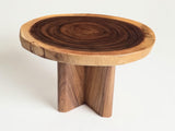 Natural Monkeypod Coffee Table – Solid Wood Pedestal