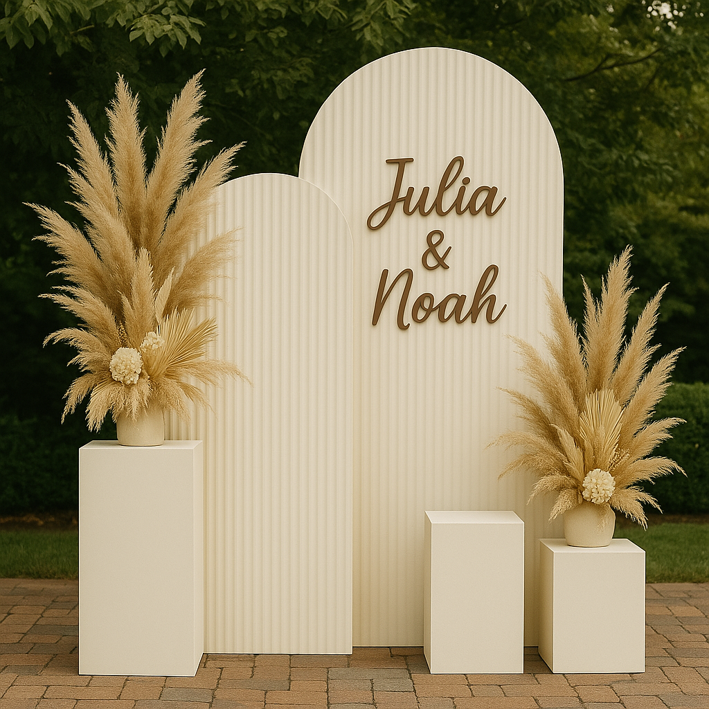 Ripple Triple Arch Backdrop – Neutral Floral Style
