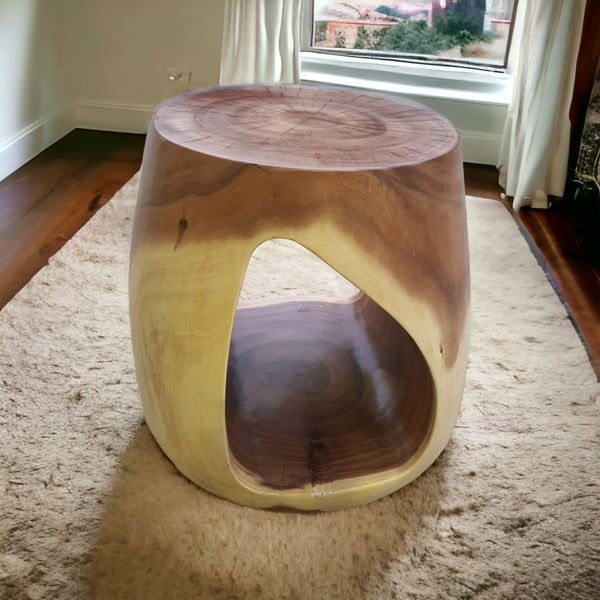 Round Solid Timber Stool in Acacia Wood
