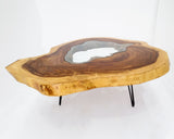 RTG001- Round Live Edge Glass Fitted Dining Table.