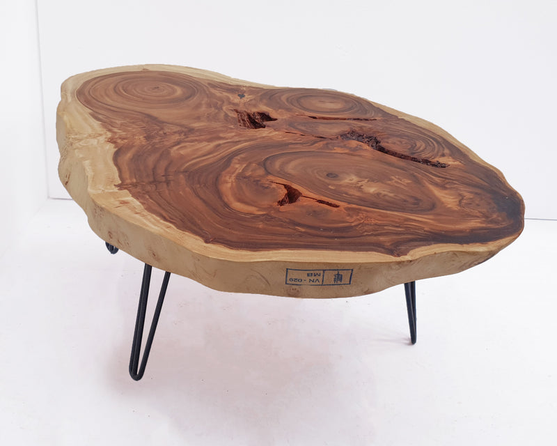 COF042- Dark Brown Raintree Wood Live Edge Coffee Table.