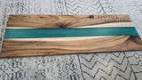 Personalised Live Edge Blue Resin River Serving Board.