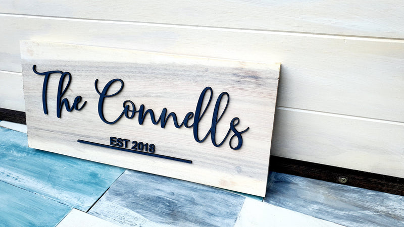 Personalised Father's Day Family Name Plaque | Wood Family Name Sign | Housewarming Gift.