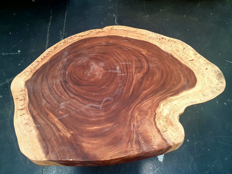 COF074 - Stunning Angular Live Edge Acacia Wood Side Table.