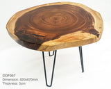 COF089 - Natural Monkeypod Wood Coffee Table with Dark Features.