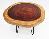 COF108 - Medium Dark Brown Monkeypod Wood Side Table.