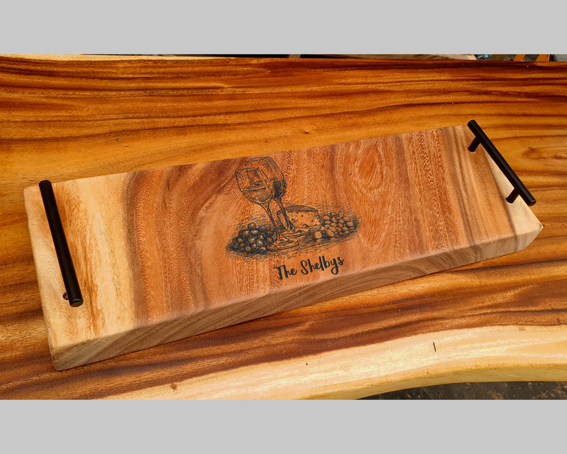 Premium Mother's Day Charcuterie Board / Engraved Serving Tray with Matte Black Handles / Gift for Her /  Gift for Mum / Mother's Day.