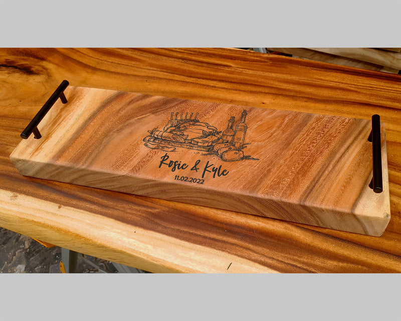 Premium Mother's Day Charcuterie Board / Engraved Serving Tray with Matte Black Handles / Gift for Her /  Gift for Mum / Mother's Day.