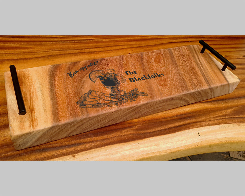 Premium Mother's Day Charcuterie Board / Engraved Serving Tray with Matte Black Handles / Gift for Her /  Gift for Mum / Mother's Day.