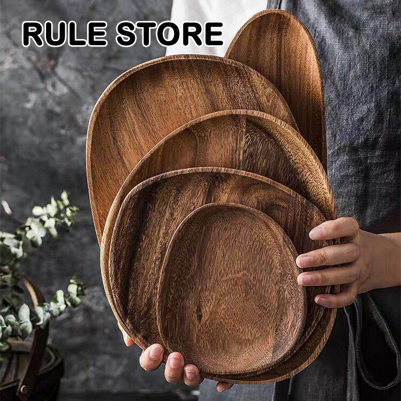 Whole Wood lovesickness Wood Irregular Oval Solid Wood Pan Plate Fruit Dishes Saucer Tea Tray Dessert Dinner Plate Tableware Set.