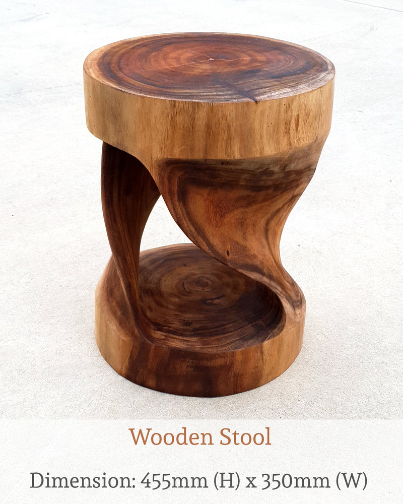 Round Wooden Live Edge Stool.