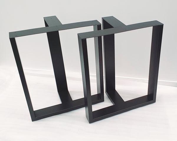 T-Shaped Framed Stainless Steel Black Desk or Dining Table Legs 710mm Height, Set of 2 (Two) Straight Legs.