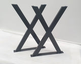 X-Shaped Stainless Steel Black Desk or Dining Table Legs 710mm Height, Set of 2 (Two).