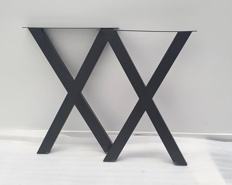 X-Shaped Stainless Steel Black Desk or Dining Table Legs 710mm Height, Set of 2 (Two).